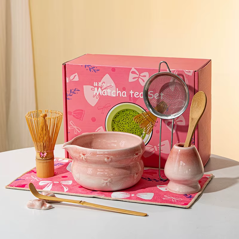 Ombré Ceramic Bowl with Bamboo Whisk • Matcha Tea Set